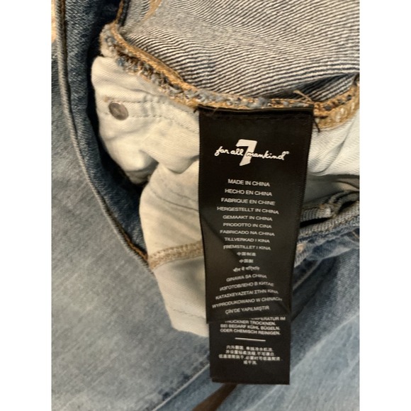 7 For All Mankind Ultra High Rise Dojo Wide Leg Jeans Distressed Size 28 - Picture 6 of 11